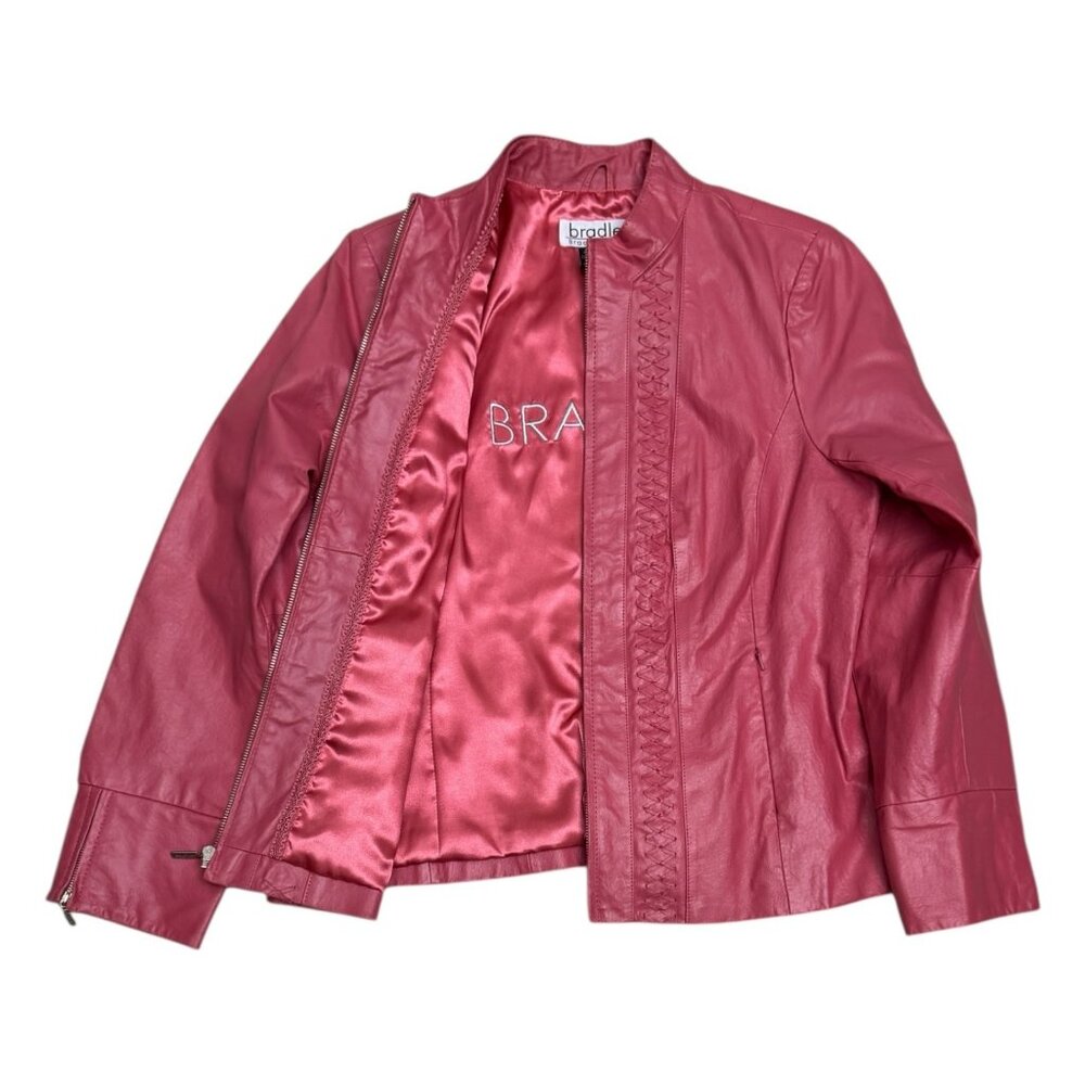 BRADLEY BAYOU Genuine Leather Pink Designer Vintage Y2K Jacket Womens Medium